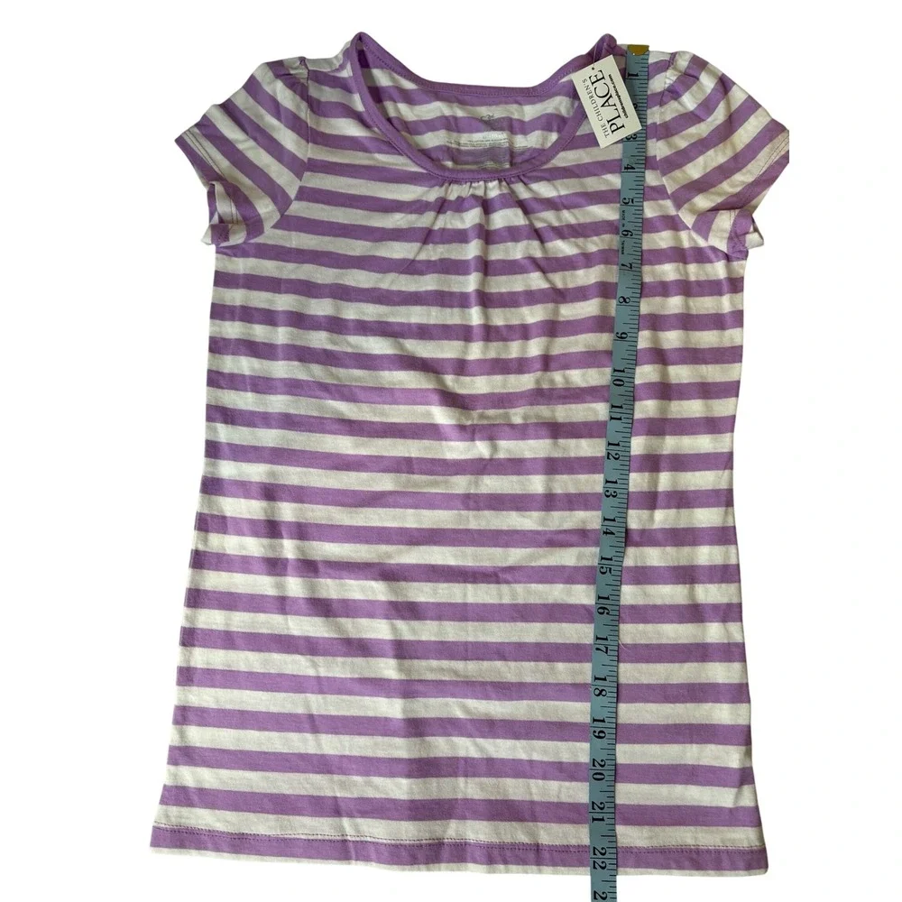 Children's Place Striped Top Lilac Mist Short Sleeve Shirt Kids Size L‎